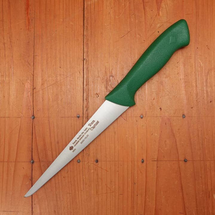 Couteau à désosser Friedr Herder Don Carlos de 6,75 po, droit et rigide, vert en acier inoxydable pour la vente par Bernal Cutlery