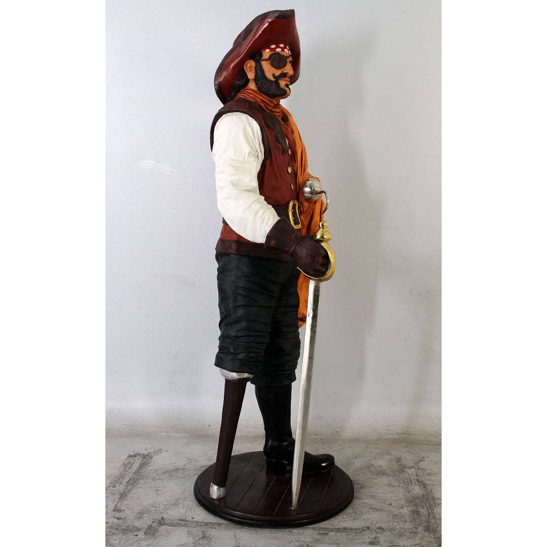 LM Treasures - Wholesale Costume - Unisex - Pirate Captain Wooden Leg Life Size Statue8