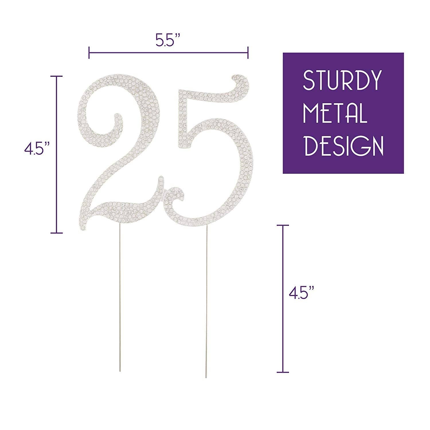 Ella Celebration – Topper de bolo/cupcake por atacado – Topper Bolo 25 - Prata1