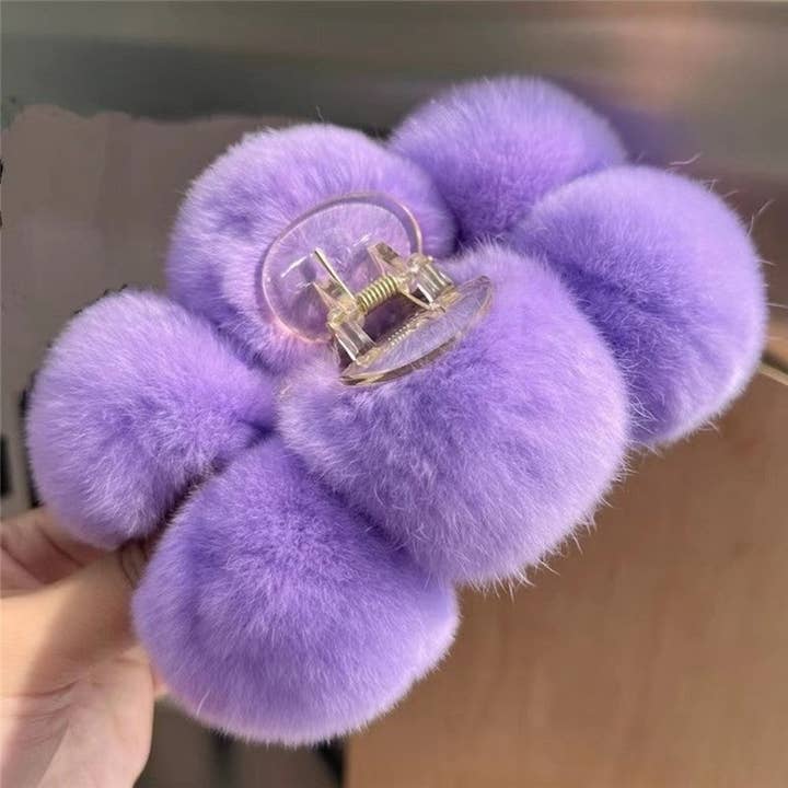 FurDecoration – Engroshandel Hårspænde - Dame – Fluffy Rex kaninpels store hårkloklip3