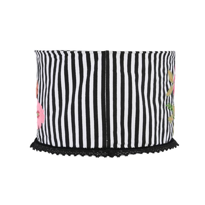 Karma Living - Wholesale Lamp Shade - 2ABLS114_BWBK Set/2 COLLAPSABLE EMBR. SHADE W BLACK PP 18X103
