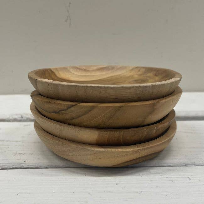 ByBazz - Wholesale Dienblad - Schaaltje van teak hout, 11 cm diameter