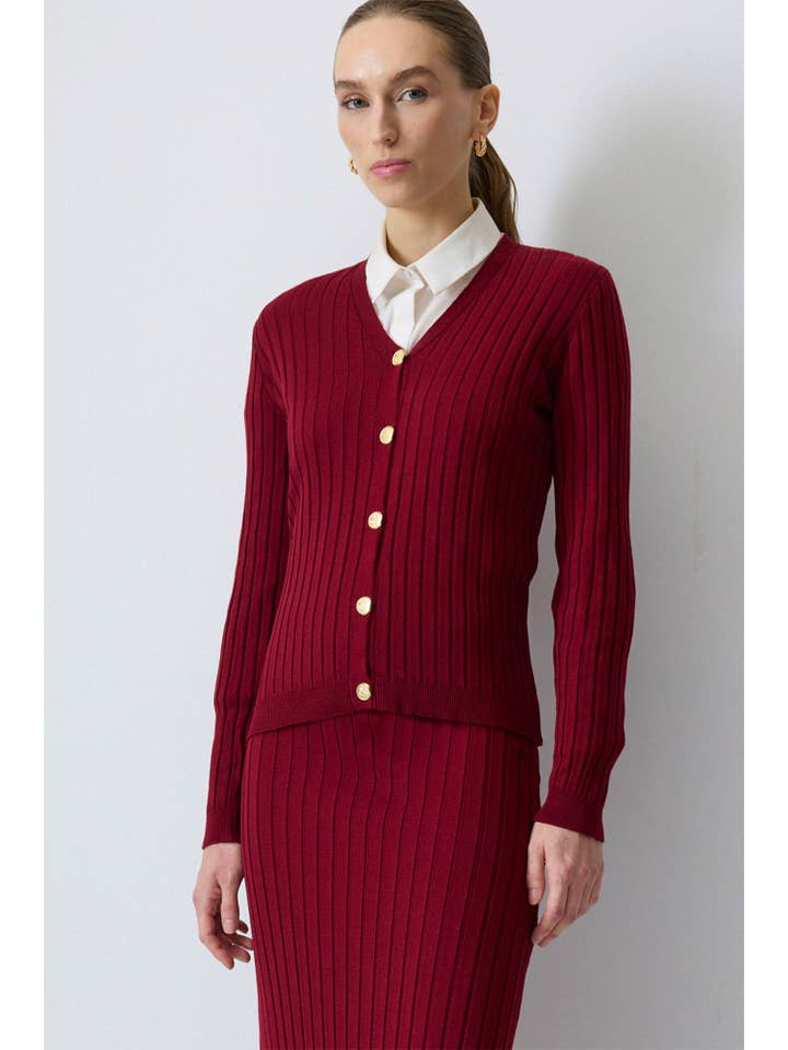 Burgundy SWEATER SKIRT KNIT SET for wholesale on Faire1