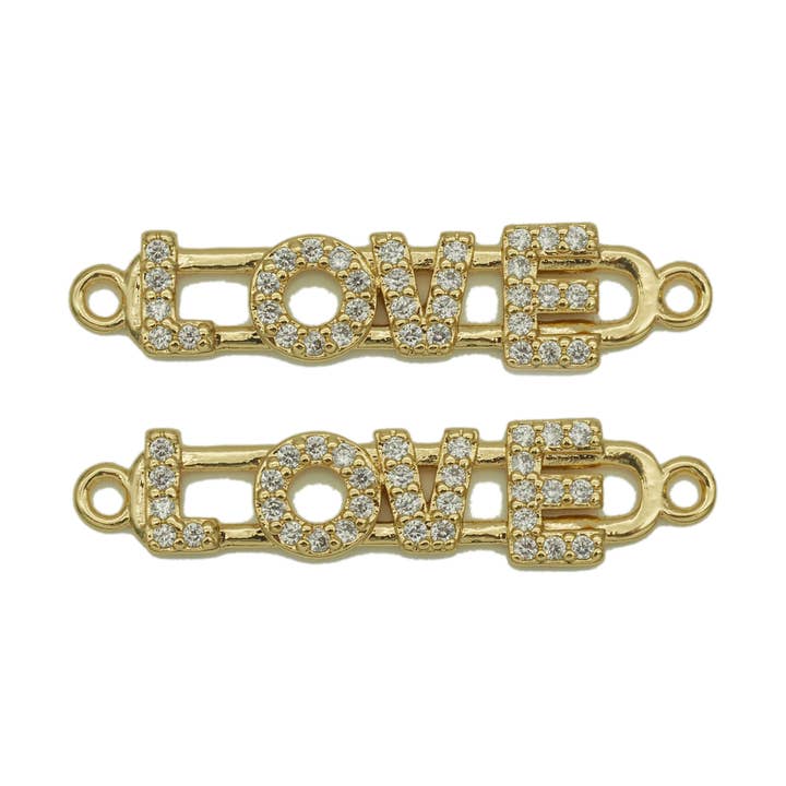 CZ Love Word On Oval Shape Pendant, Sku#LD205 for wholesale by BestBeads&Beyond