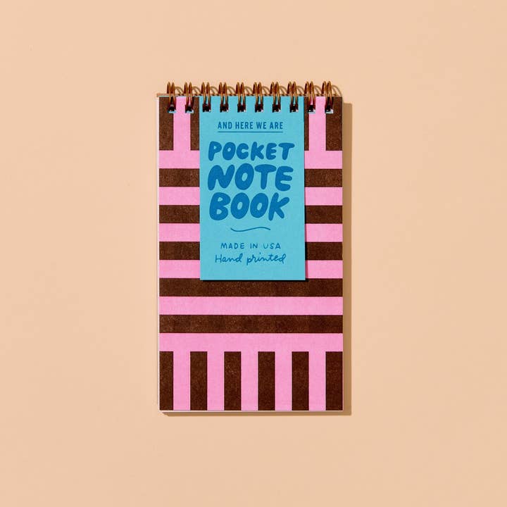 Riviera Letterpress Pocket-size Spiral Notebook - Made in USA - Modern Stripe - - Stocking stuffer, Holiday, Gift Guide for wholesale by And Here We Are