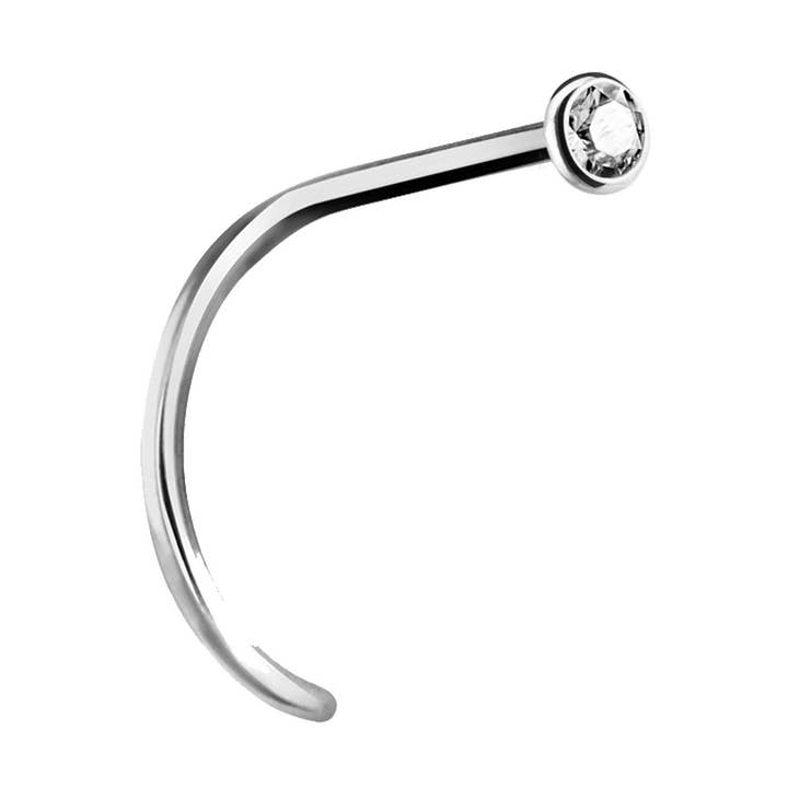 Titanium nose studs with crystal (0.8 mm) for wholesale by Bodywings