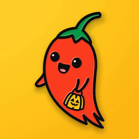 Halloween Ghost Pepper Enamel Pin for wholesale by Pals & Co.