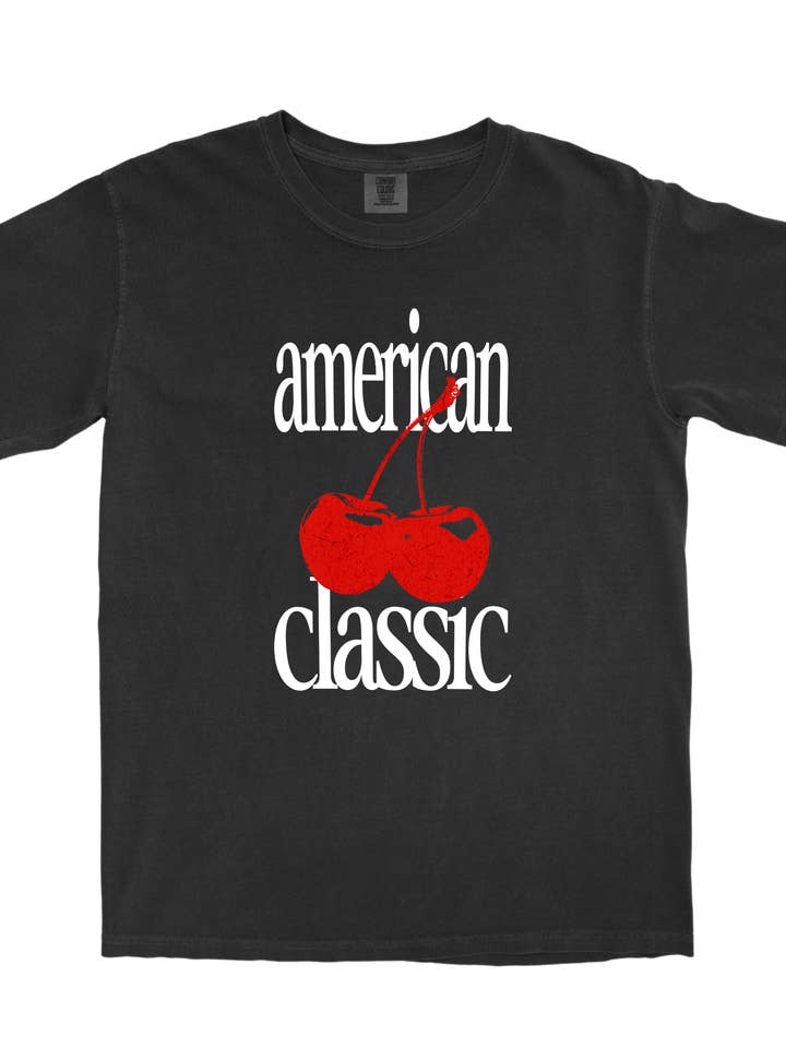 American Classic Cherries Graphic Tee for wholesale by Lucy + Company