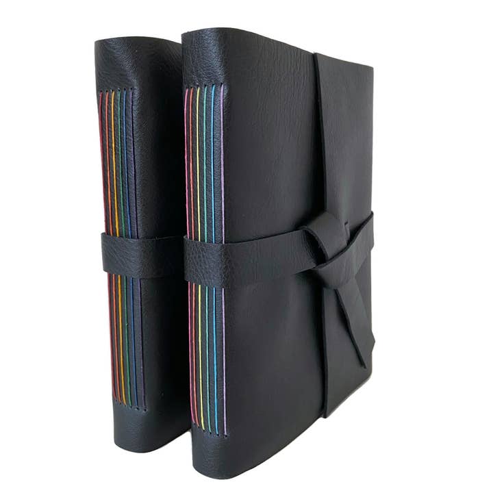 Rainbow Thread Leather Journal, Subtle Pride LGBTQ for wholesale by Absolutely EVO