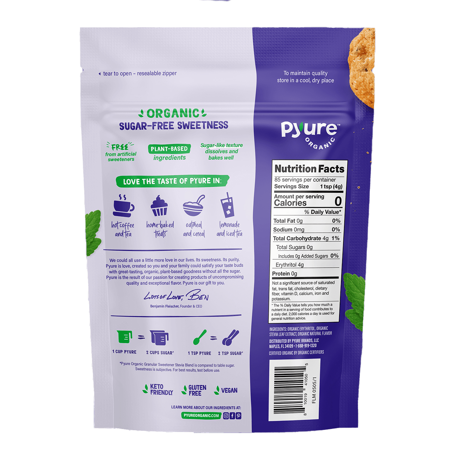 Pyure Organic - Wholesale Sugar/Sweetener - Organic Granular Stevia Blend1