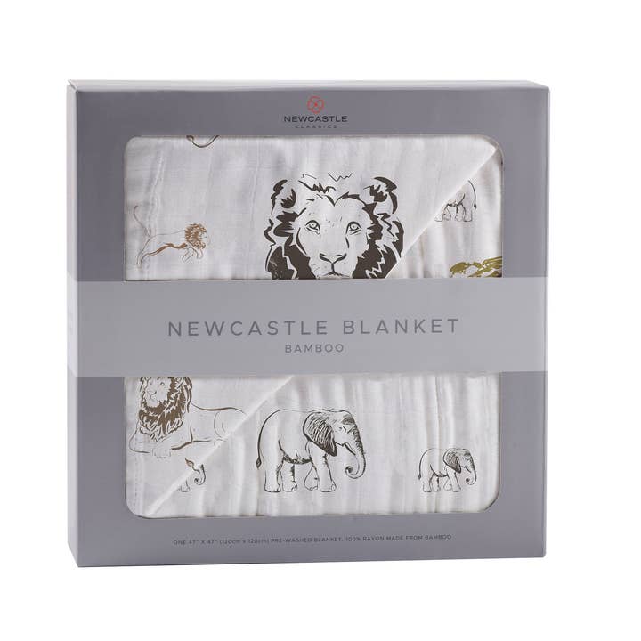 Newcastle Classics - Wholesale Bedding Blanket - Kids & Baby - Hear Me Roar Lion and Rhinos and Elephants Newcastle Blanket