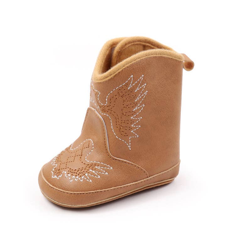 Kids Charm Online - Wholesale Booties - Baby - Camel pleather baby boots with velcro. MY3167C