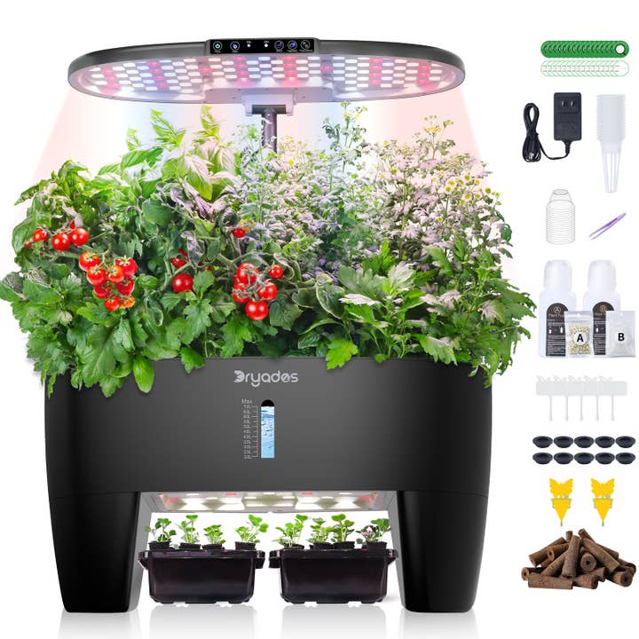 Système de culture hydroponique DRYADES Kit 16Pods, jardin d'herbes avec mode germination pour semis anticipé, jardinière d'intérieur pour maison bureau école avec lumière de croissance LED, pour maman femmes--Z244 pour la vente par Dryades
