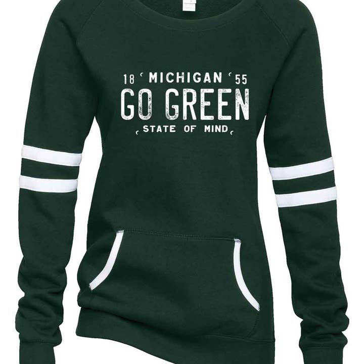 Go Green - Ladies' Varsity Pullover for wholesale by Live Love Michigan