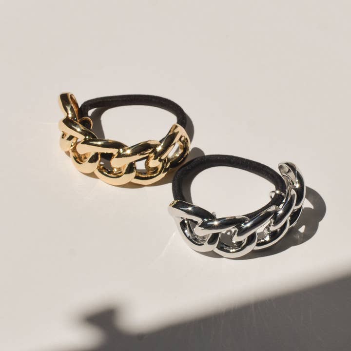 nar'sha - Wholesale Hair Tie - Chain Metal Ponytail Cuff Hair Tie | Gold