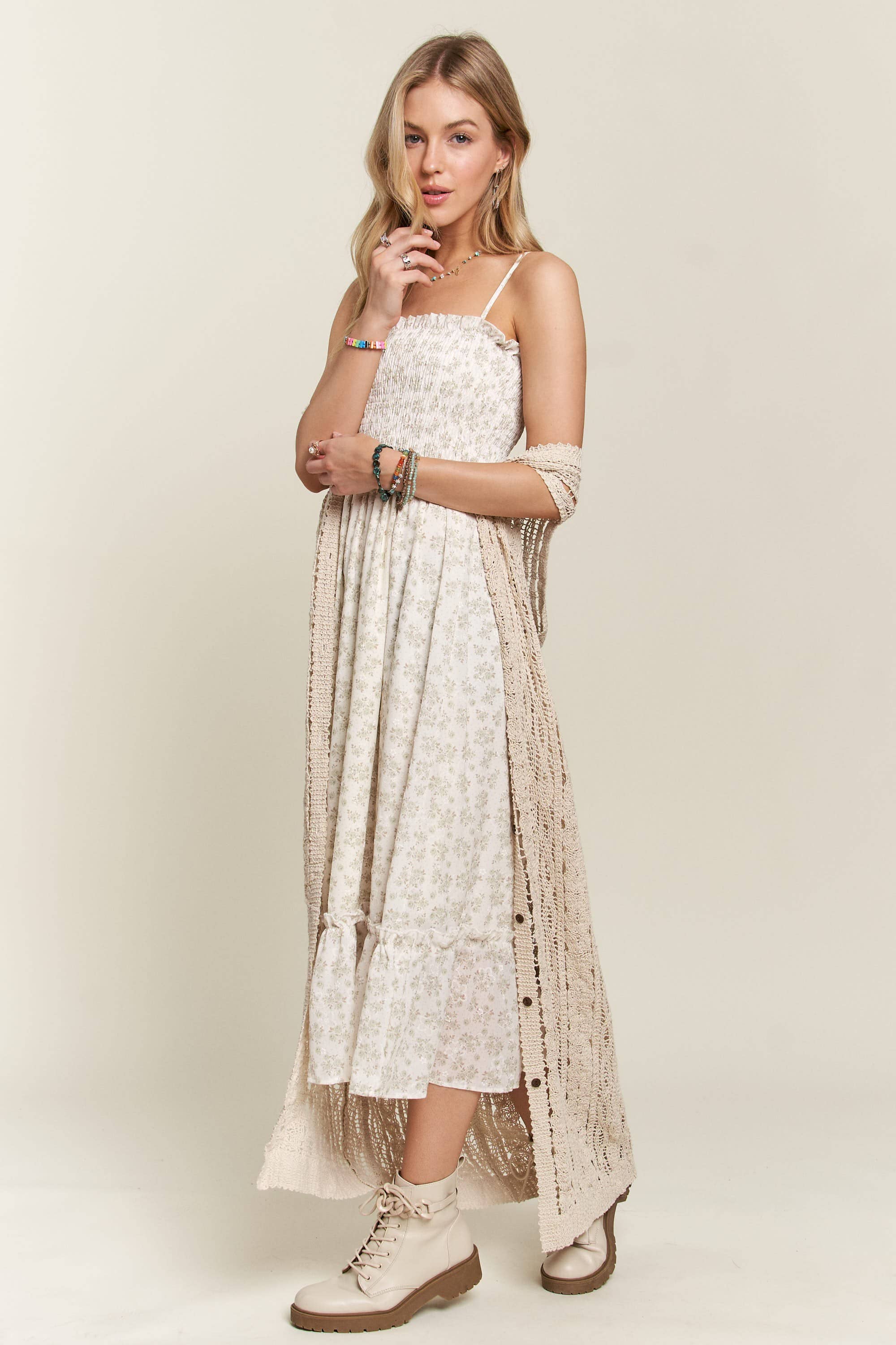 ADORA LA - Wholesale Dress - Women's - CED3621 - RUFFLE FLORAL MIDI DRESS6