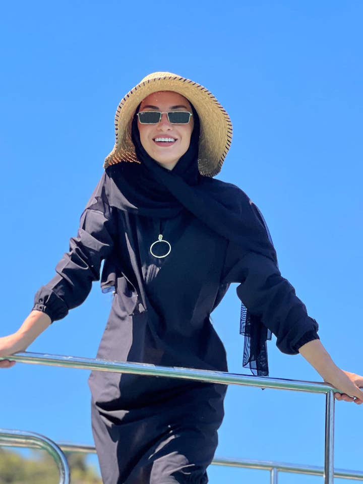 Woven Black Burkini Modest Swimwear M2402 for wholesale by Marina Swimwear