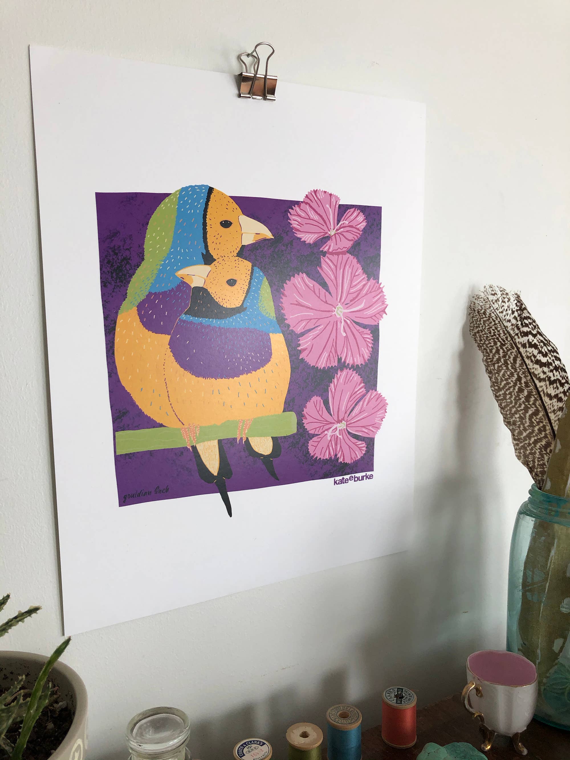 Kate E. Burke - Wholesale Art Print - Bird Series: Gouldian Finch 11x14 Digital Print1
