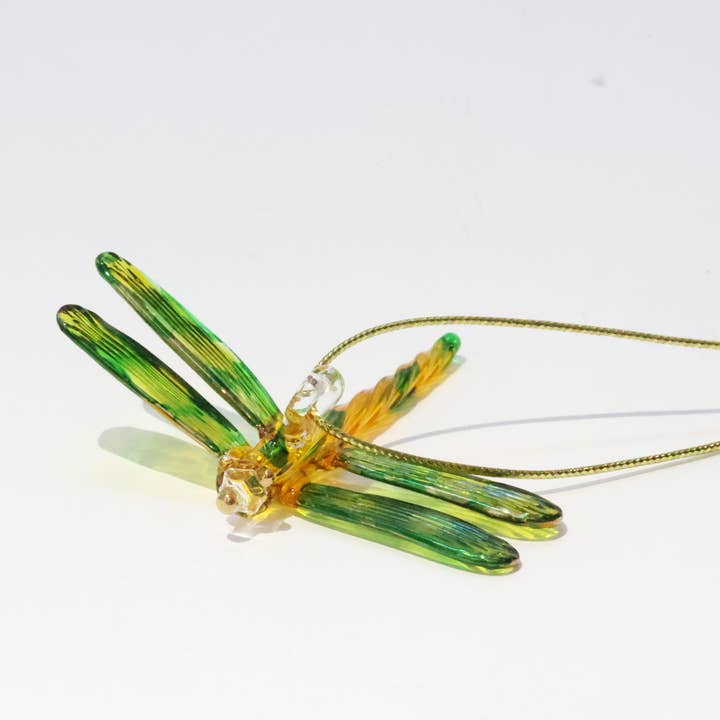 Dandarah - Wholesale Ornament - Blown Glass Ornament - Dragonfly Yellow & Green Variegated1