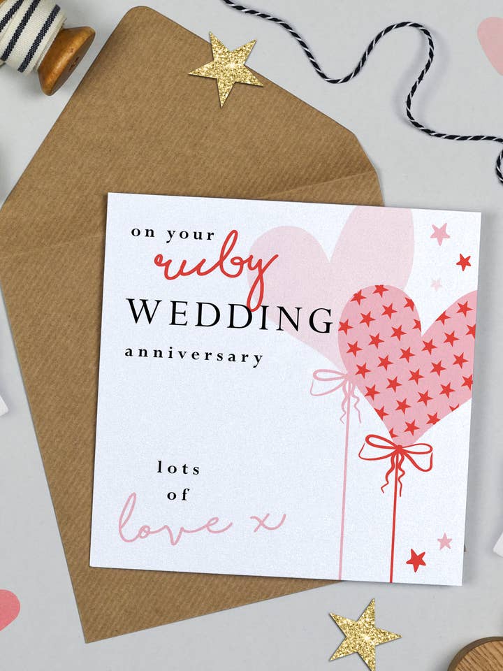 Palloncino a forma di cuore Anniversario di matrimonio di rubino per la vendita all'ingrosso da parte di Michelle Fiedler Design