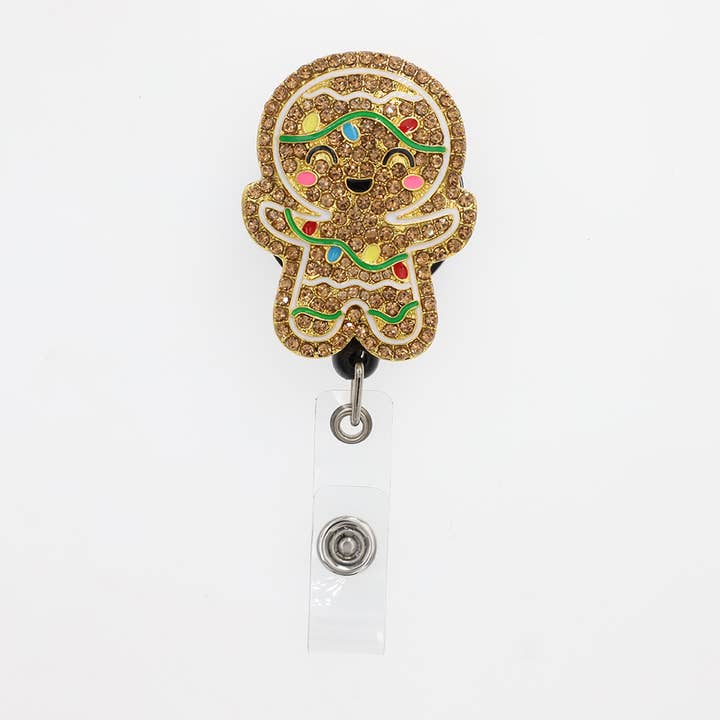 OUTSIDE THE BOX, LLC - Wholesale Badge Accessory - Women's - Sparkle & Shine Gingerbread Man Badge Reel