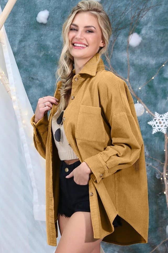 Rosa Clothing - Wholesale Shirt Jacket/Shacket - Women's - Oversized boxy corduroy shirt jacket Shacket11
