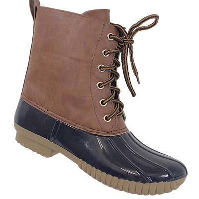 Yoki Fashion - Wholesale Rain Boots - Women's - Yoki Womens Dylan Lace up Pu Rain Duck Boots