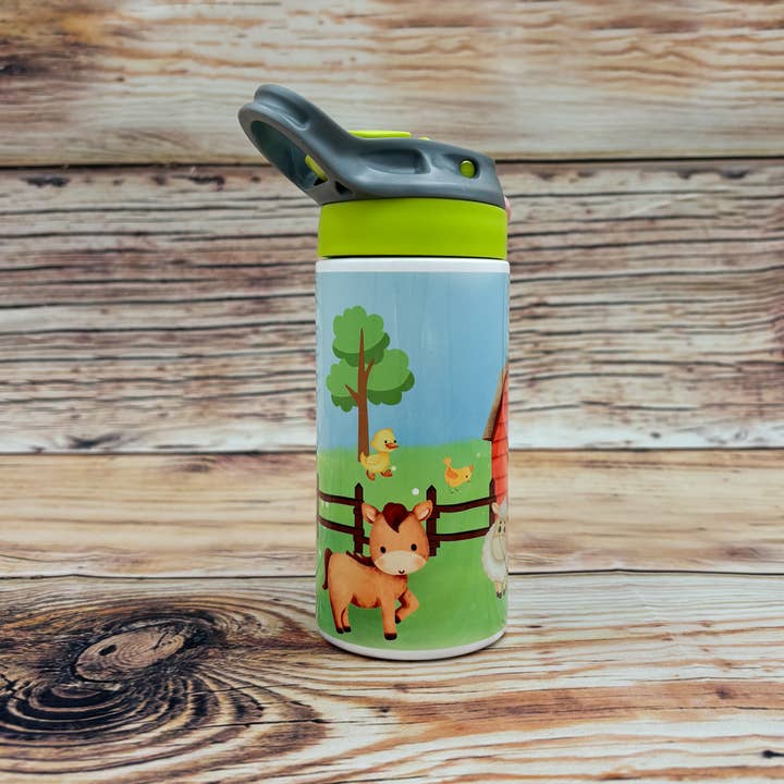 Sage & Soil - Wholesale Drinking Glass/Cup - Kids & Baby - Farm Animal Barn Scene Kids Insulated Straw Tumbler