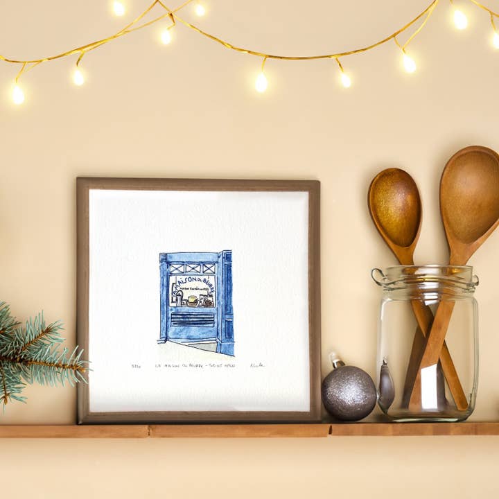 Acquerello: La Maison du Beurre, Saint-Malo, FR (15x15 cm) per la vendita all'ingrosso da parte di Atelier Nunila