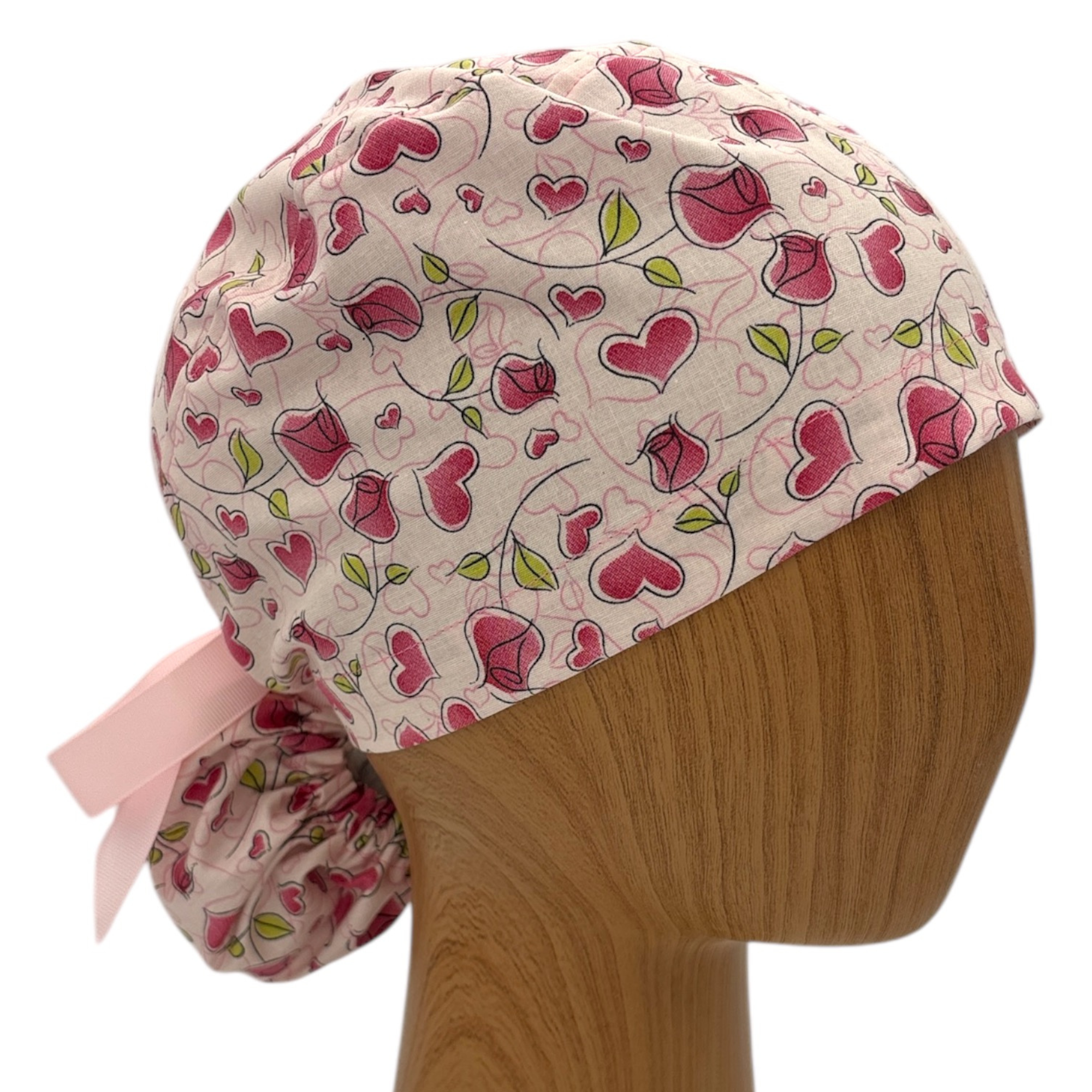 SewingLabPlus - Wholesale Healthcare Uniform - Women's - Valentine's Day Scrub Cap Pony Tail Scrub Hat Ribbon Tie 1