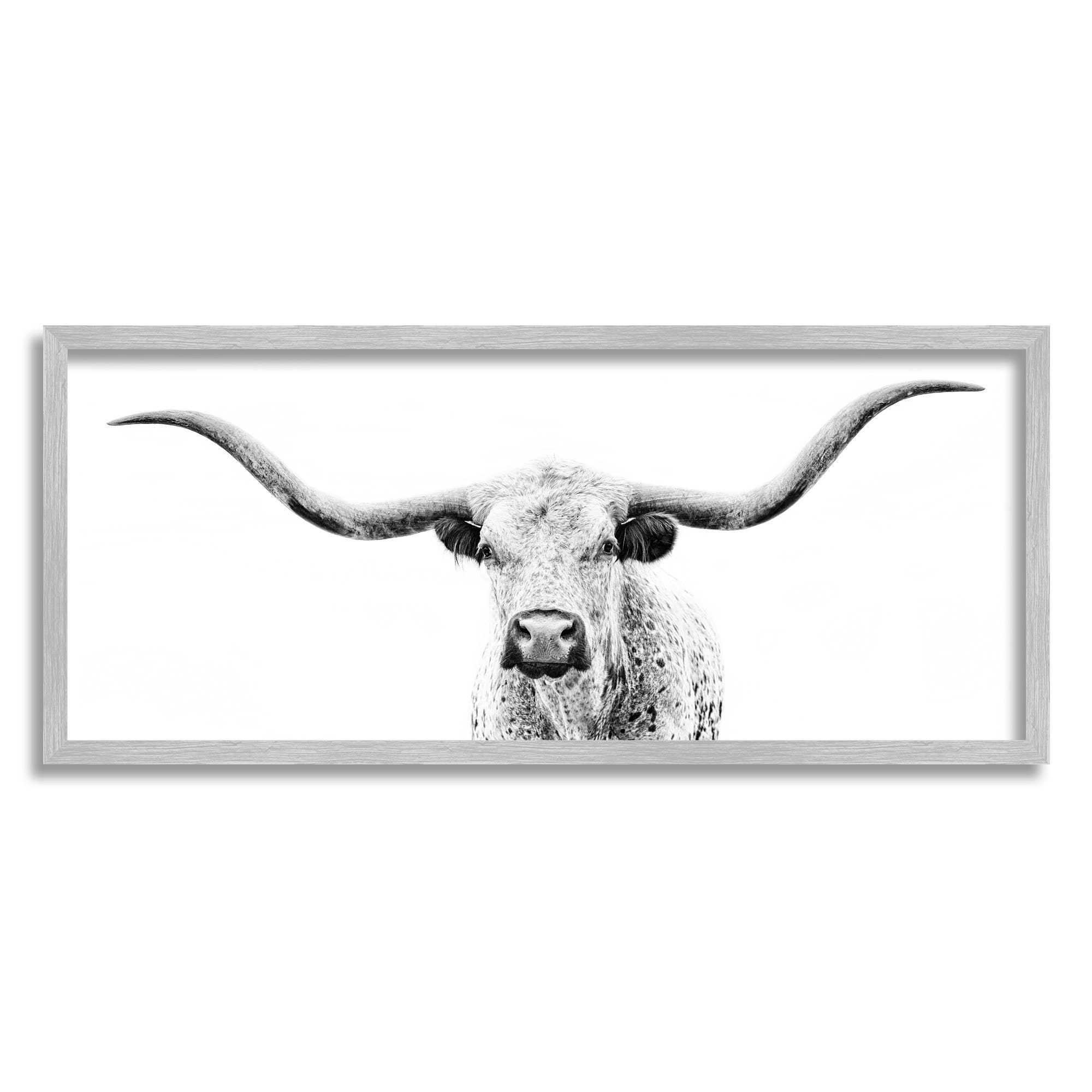Stupell Industries - Wholesale Kunstprint - Minimal Longhorn Cattle foto ingelijst3