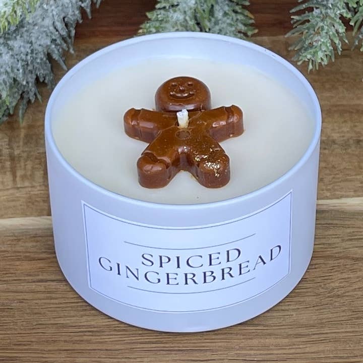 Spiced Gingerbread - 8oz Matte White Jar Soy Wax Candle for wholesale by LostLove Art Co.