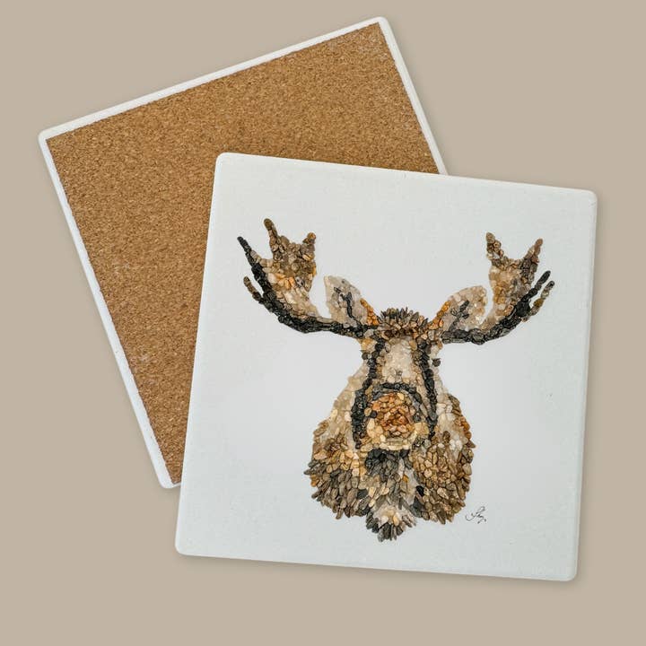 Coaster | Moose Ceramic Stone Coaster for wholesale by Coastal art co.