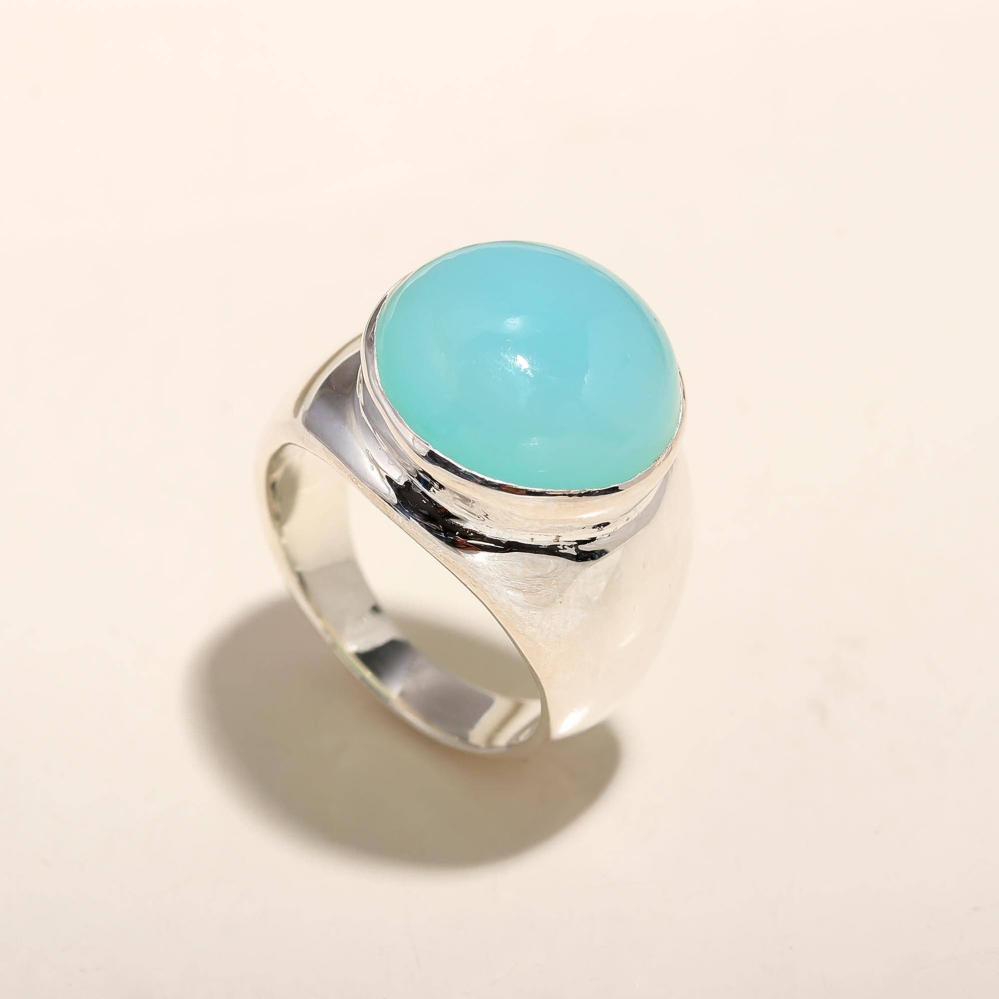 AG 925 JEWELLERY - Wholesale Cocktail/Statement Ring - 925 Silver Blue Chalcedony Ring0