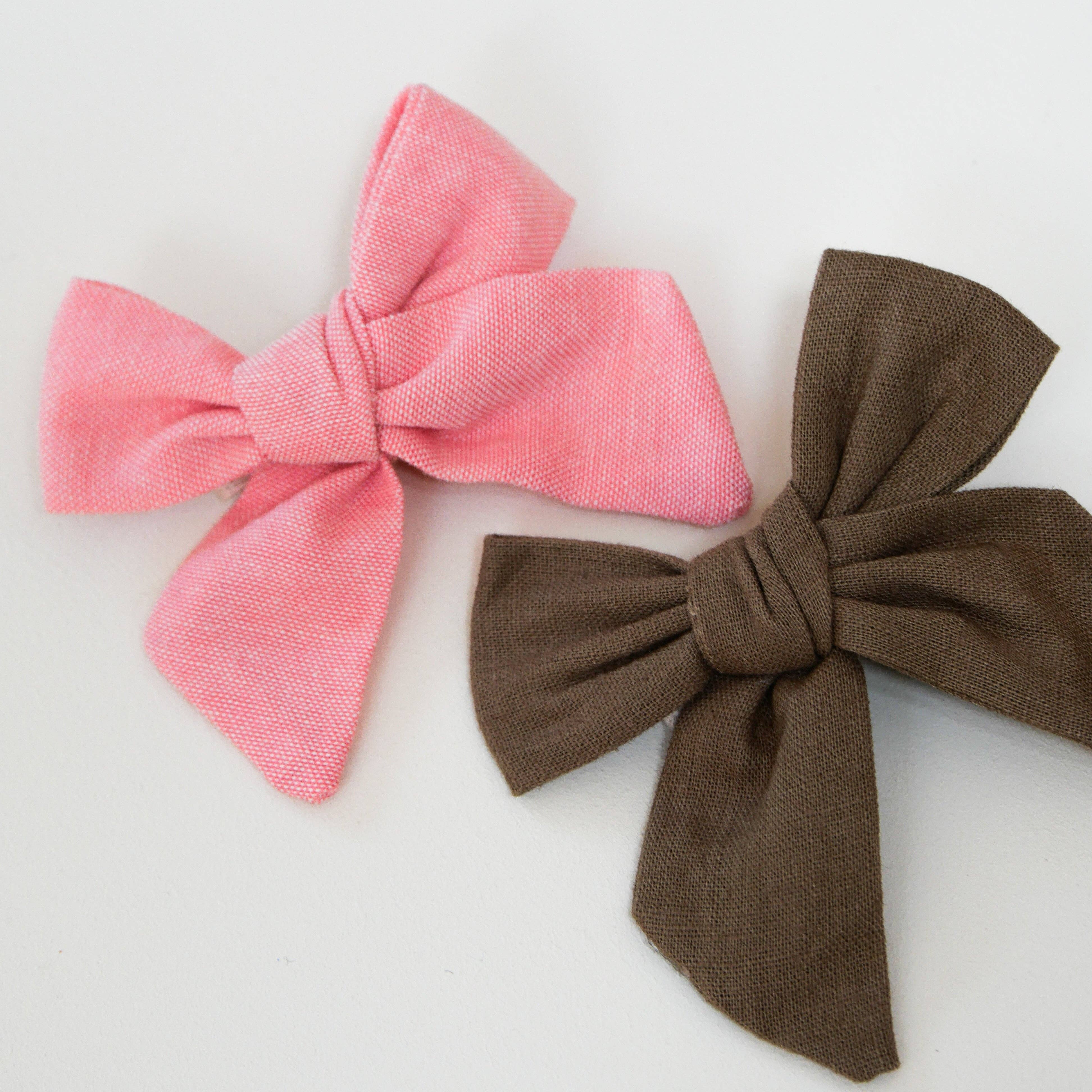 Gentil Coquelicot Paris - Wholesale Hair Bow - Kids - Pink and chocolate hair clip duo1