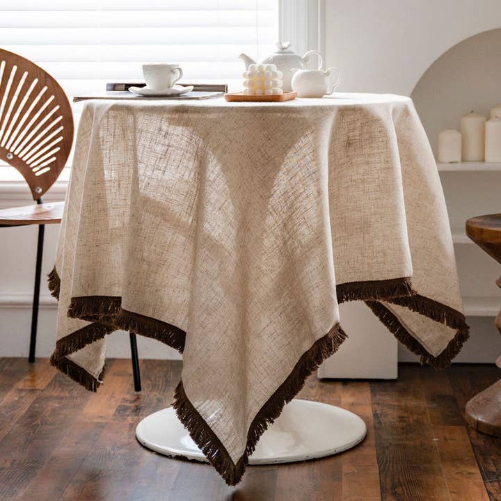 HOUSEHOLD SOLID COLOR KHAKI TASSEL DINING TABLE_CWMM0941 for wholesale by ACCITY