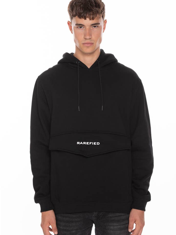 Kangaroo Pocket Hoodie - Black for wholesale by Rarefied