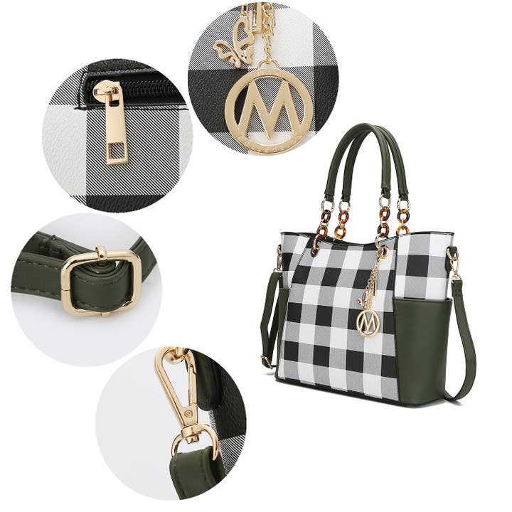MKF Collection - Wholesale Tote Bag - Women's - MKF Mariely Checker Tote Bag & Wallet Set Women Handbag12