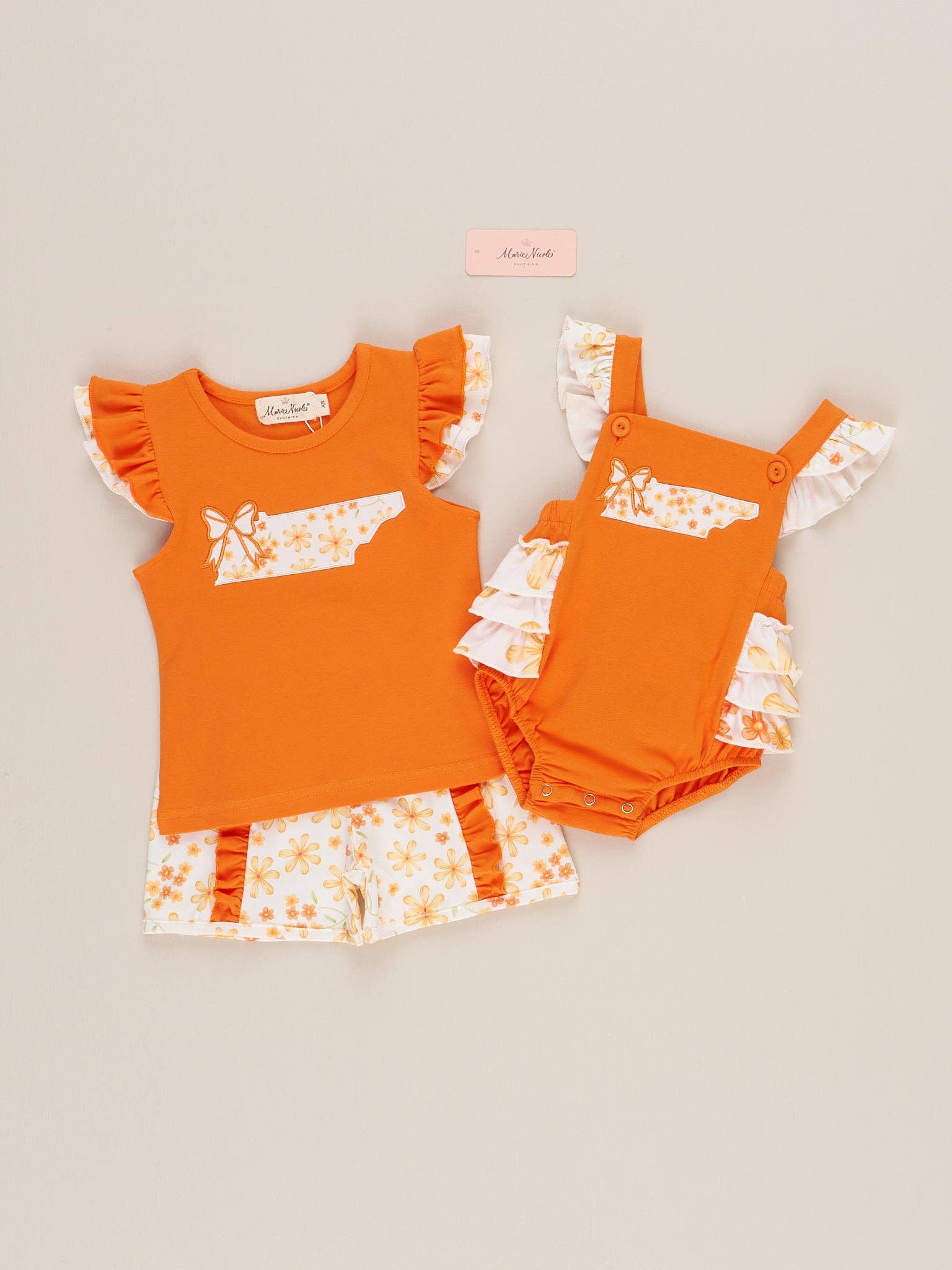 Marie Nicole Clothing - Wholesale Bodysuit (Non-Footed) - Baby - Tennessee Embroidered Floral Ruffle Bubble2