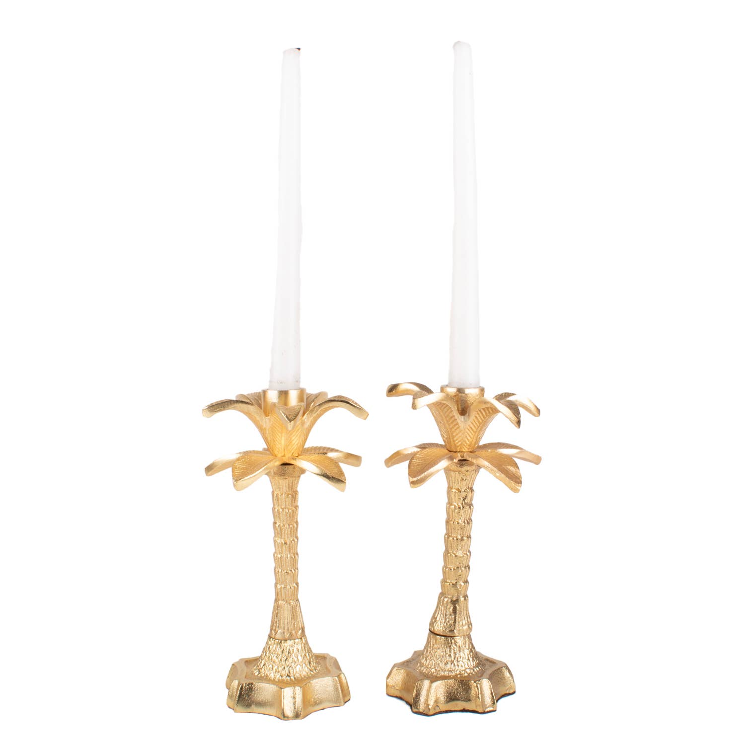 8 Oak Lane - Wholesale Candle Holder - Gold Palm Tree Candlestick Set1