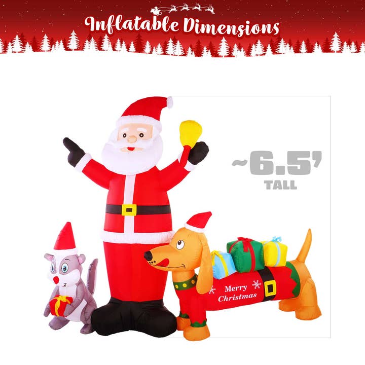 G128 - Wholesale Christmas Decoration - Inflatable Santa Claus with Dog and Raccoon, Christmas Decor6