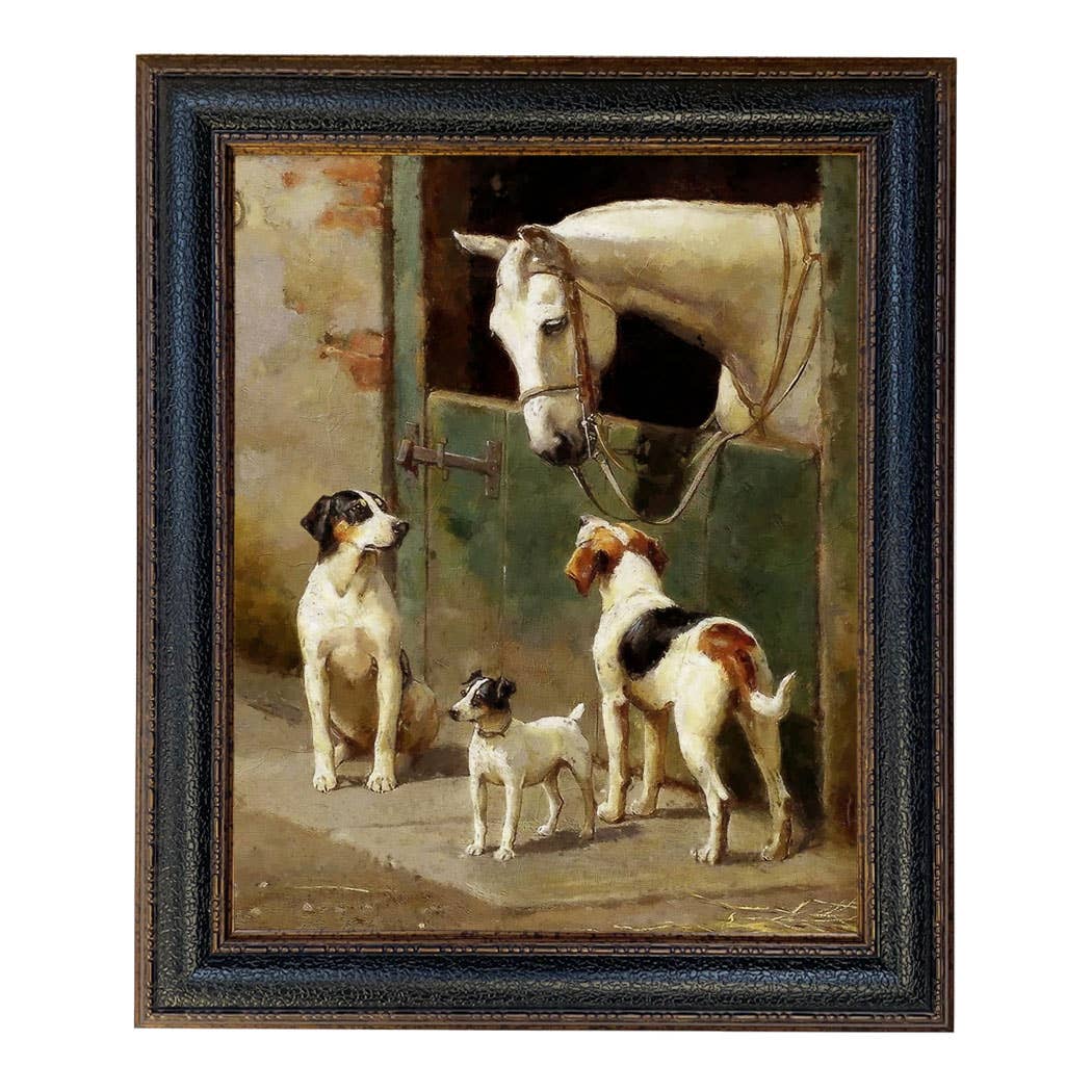 Madison Bay Co. - Historical Home Decor Reproductions - Wholesale Art Print - Dog and Horse at Stable Vintage Painting Print on Canvas99