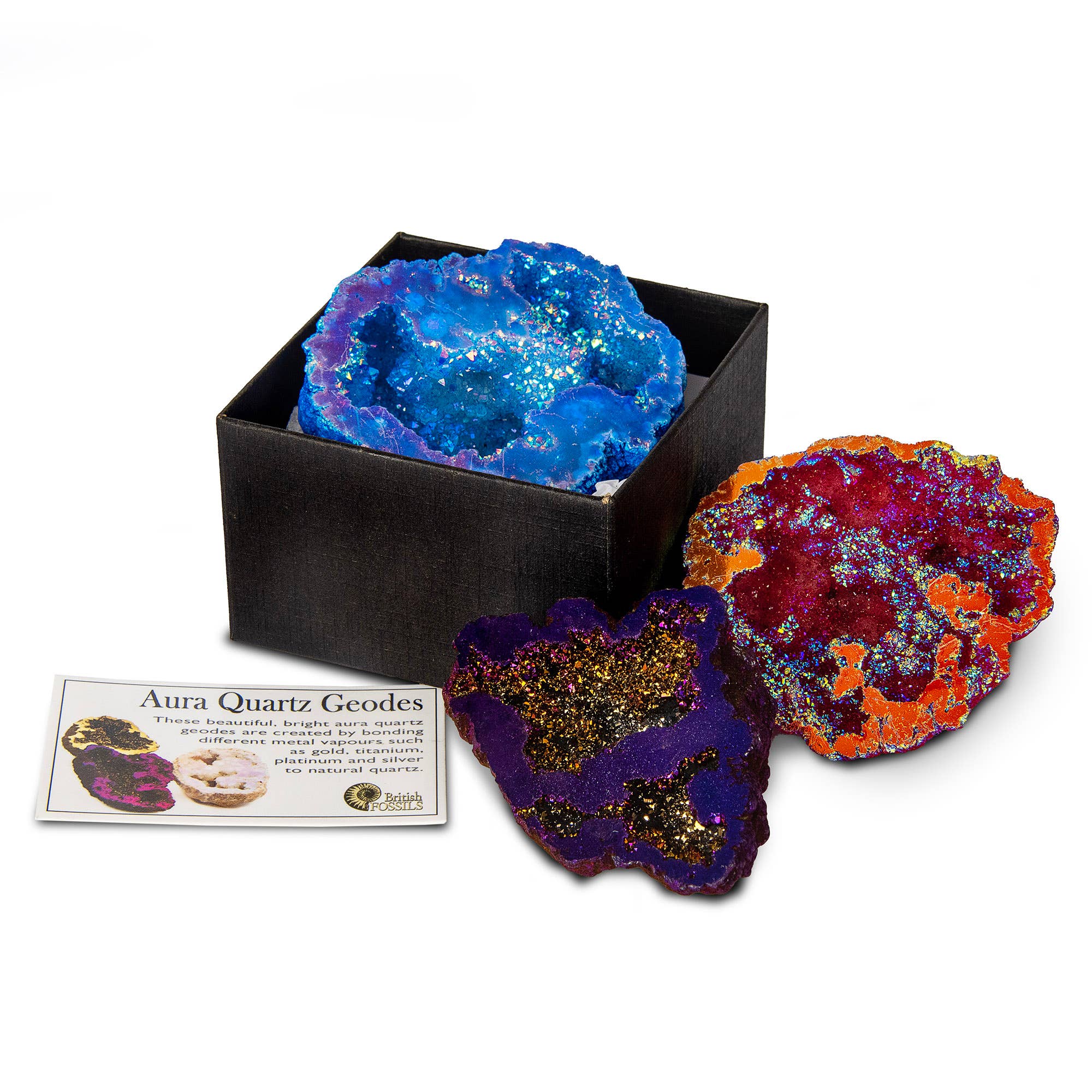 British Fossils - Vente Pierre et cristal de spiritualité - Pack de géodes à quartz Aura1