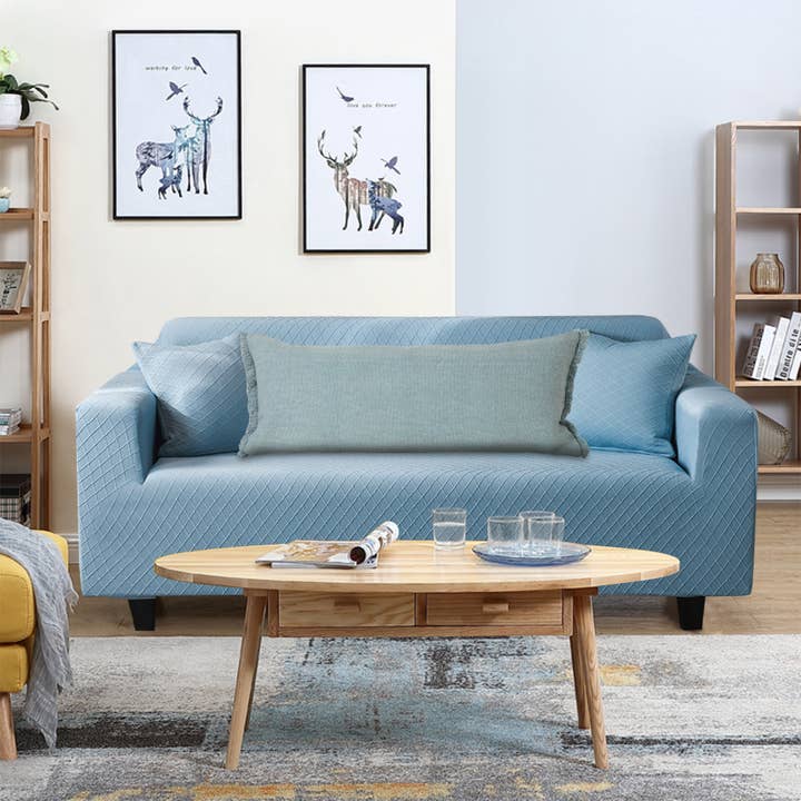 Light Blue Solid Stonewash Throw Pillow with Fringe for wholesale on Faire1