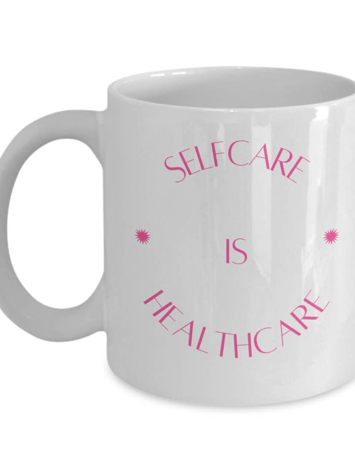 Selfcare is Healthcare Coffee Mug- PINK LETTERS for wholesale by Sunday Treasures/ Royally Pampered