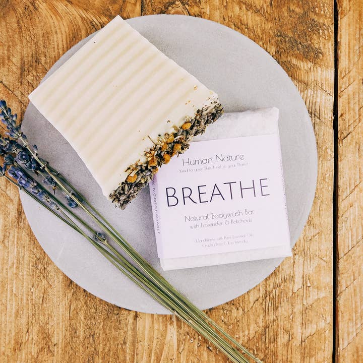 Breathe Luxury Organic Soap Bar With Lavender & Patchouli for wholesale by Human Nature Organics US