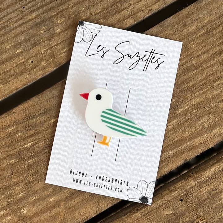 Green sailor-style Huguette brooch for wholesale by Les Suzettes