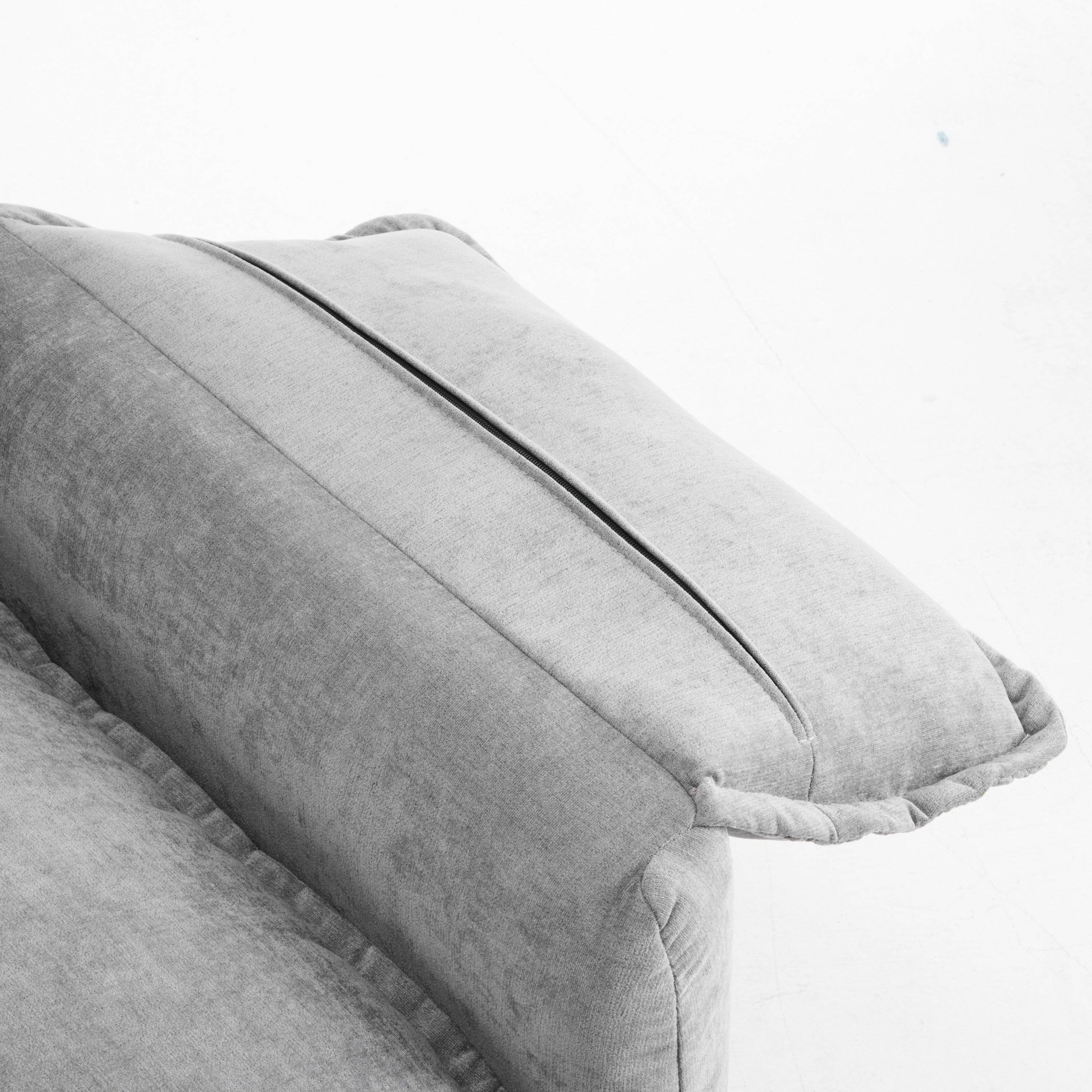 HOMYCASA DESIGN INC - Vente Chaises - Fauteuil Lounge en Chenille Moelleuse - Grand Fauteuil de Lecture avec Coussins Épais, Support Dossier Haut, Gris12