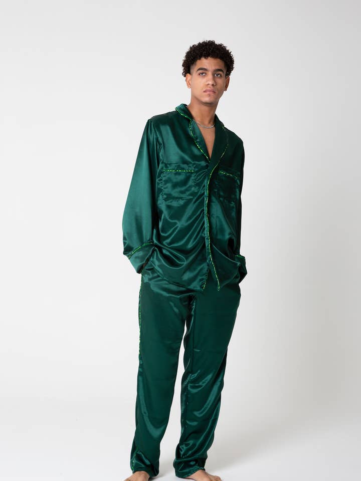 Satin Shirt and Trousers Set for wholesale by AKINSANYA