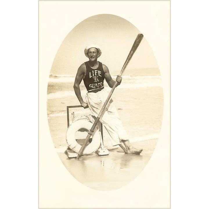 Found Image Press - Wholesale Stationery/Notecard Set - Greeting Card TS-43 Lifeguard with Oar
